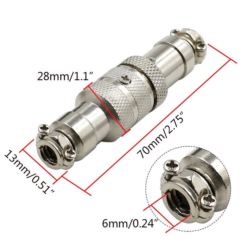 Hxchen 4Pin 16mm Waterproof Female/Male Wire Panel Power Chassis Metal Fittings Aviation Connector GX16-4P - (2 Sets) - Image 2